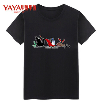 鴨鴨（YAYA） 短袖 男士T恤 黑色 卡通恐龍 