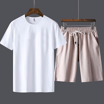 雷集（LEIJI） 短袖 男士T恤 8824白衣卡其褲 