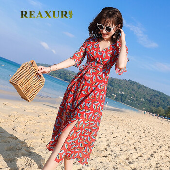 綠夕（REAXUR） 大花 立體剪裁 連衣裙