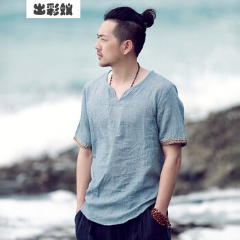 出彩蟻 短袖 男士T恤 牛仔藍(lán) 