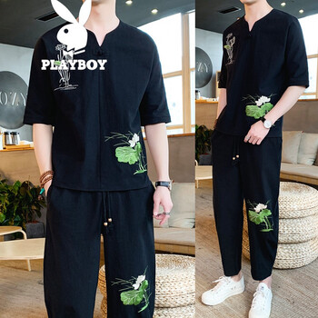 花花公子（PLAYBOY ESTABLISHED 1953） 短袖 男士T恤 113黑 