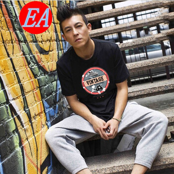 EA 短袖 男士T恤 黑色 雙鞋 