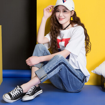 時(shí)尚條紋牛仔褲，穿出你的少女心