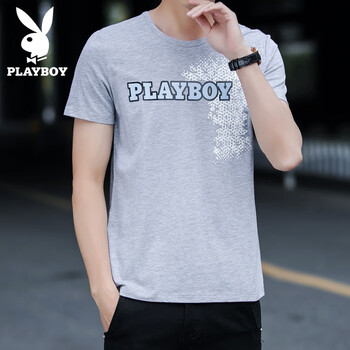 花花公子（PLAYBOY） 短袖 男士T恤 H36094灰色 
