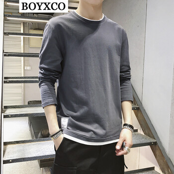 BOYXCO 長袖 男士T恤 深灰色 