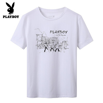 花花公子（PLAYBOY） 短袖 男士T恤 39470白色 