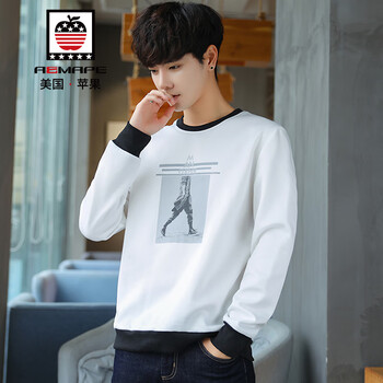 AEMAPE 長袖 男士T恤 白色 XL，L，M，XXL，XXXL