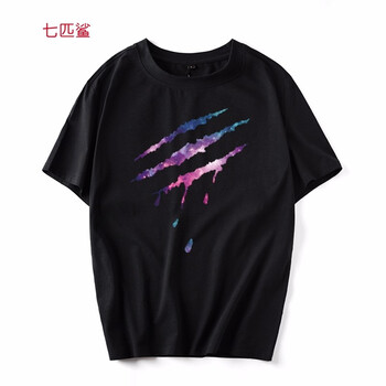 七匹鯊 短袖 男士T恤 黑色空間撕裂 S，XL，4XL，5XL，L，加大，XXL，XXXL