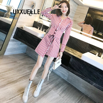 UXXUELLE  不對(duì)稱，拼接，紐扣，綁帶 連衣裙