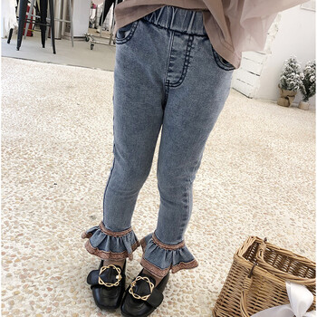 蕾絲邊棉麻女褲子