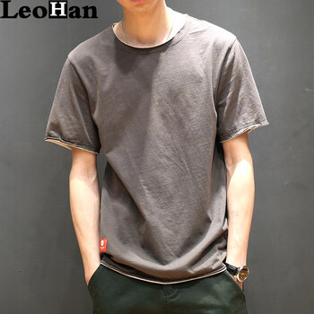 LeoHan 短袖 男士T恤 灰色 