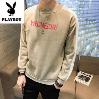 花花公子（PLAYBOY） 長袖 男士T恤 長袖杏色 