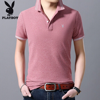 花花公子（PLAYBOY） 短袖 男士T恤 粉紅色 
