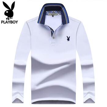 花花公子（PLAYBOY ESTABLISHED 1953） 短袖 男士T恤 白色長(zhǎng)袖丨兔頭繡花 
