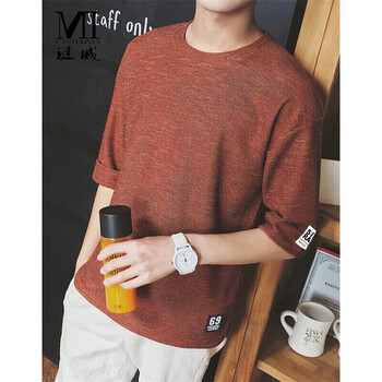 謎城 五分袖 男士T恤 咖啡色 