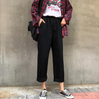 寬松高腰哈倫褲，微胖女生的福音