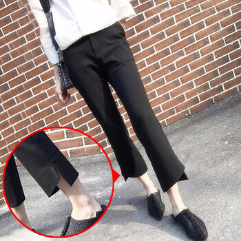 未知 高腰 喇叭褲 女 九分褲 休閑褲