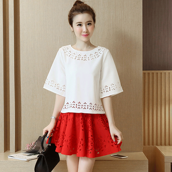 果茜（GUOQIAN） 鏤空 短袖 T恤 女 圓領(lǐng)