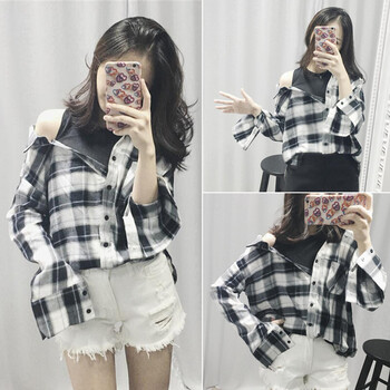 格子衣服女韓版