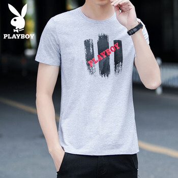 花花公子（PLAYBOY） 短袖 男士T恤 H36092灰色 