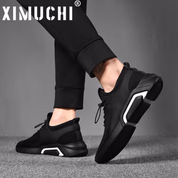 希慕驰XIMUCHI品牌 运动休闲鞋男 秋冬新款透气韩版潮流板鞋 懒人鞋子男英伦百搭男鞋 黑色（礼盒装） 38