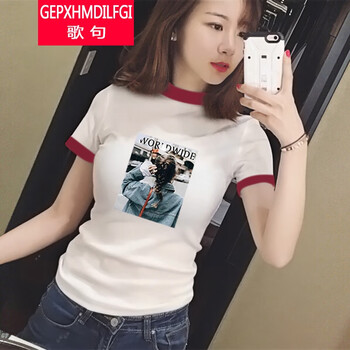 純色短袖上衣，微胖妹子的好幫手