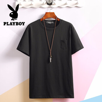 花花公子（PLAYBOY） 短袖 男士T恤 PB20黑色 