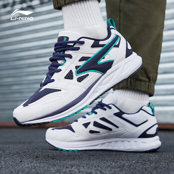 李寧（LI-NING）跑步鞋103-4標(biāo)準(zhǔn)白/深豌藍(lán)/青碧綠 