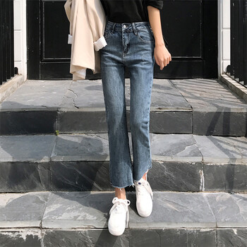 牛仔褲女復古花