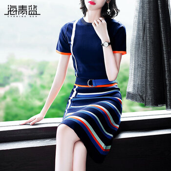 元素,樣式,新款,流行,短裙,趨勢,藍(lán)色,針織