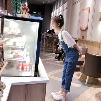 范西萊 高腰 背帶褲 女 長褲 牛仔褲