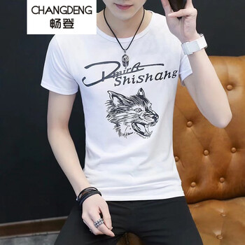 暢登（CHANGDENG） 短袖 男士T恤 戰(zhàn)狼白色 