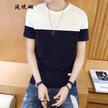 延悅翎 短袖 男士T恤 深藍 