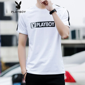 花花公子（PLAYBOY） 長(zhǎng)袖 男士T恤 白色1227 