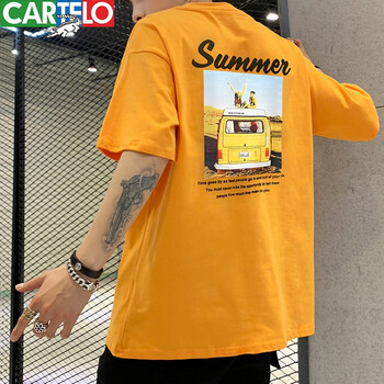 卡帝樂鱷魚（CARTELO） 短袖 男士T恤 黃色短袖-A1 