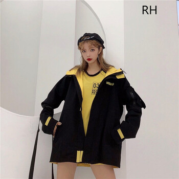 RH 連帽 長袖 女 短外套 口袋，拼接，拉鏈，多口袋，印花