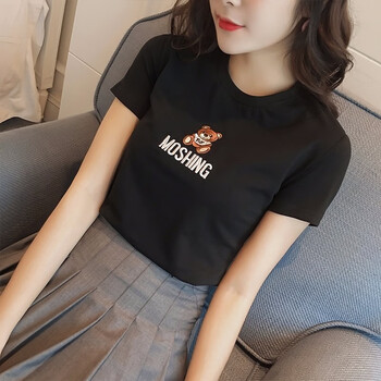 迪牛斯 刺繡 短袖 T恤 女 圓領