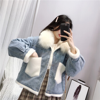 牛仔毛絨外套女