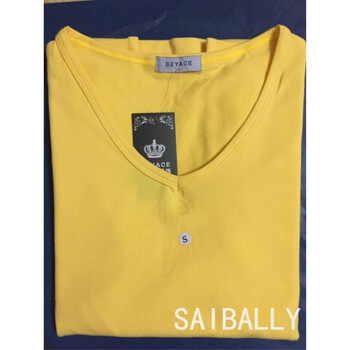 塞巴莉（SAIBALLY） 七分袖 男士T恤 黃色 （V領(lǐng)） 
