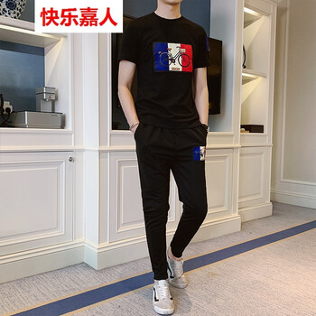 快樂(lè)嘉人 短袖 男士T恤 黑色單車套裝 