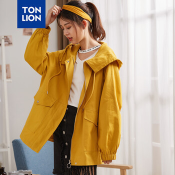 唐獅（TonLion） 連帽 長(zhǎng)袖 女 短外套 印花
