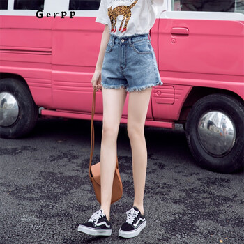 GERPP 高腰 闊腳褲 女 短褲 牛仔褲
