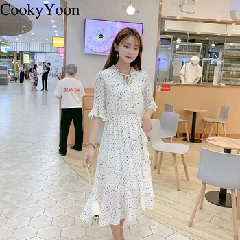 CookyYoon  荷葉邊，拼接，綁帶 連衣裙