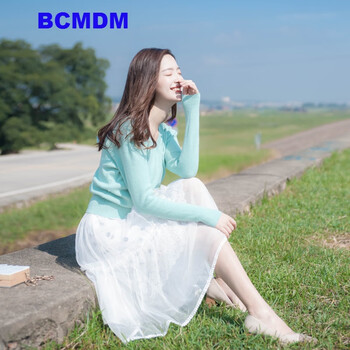 BCMDM 純色 紗網(wǎng) 連衣裙