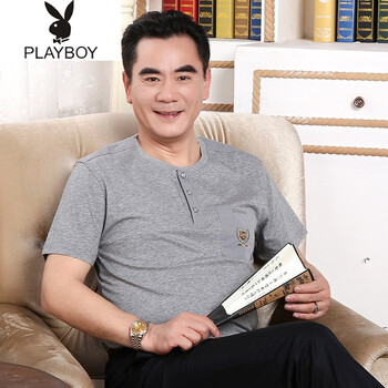 花花公子（PLAYBOY ESTABLISHED 1953） 短袖 男士T恤 DT8886灰色 