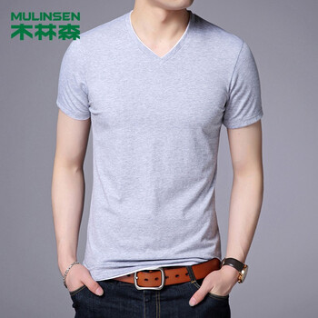 木林森（MULINSEN） 長(zhǎng)袖 男士T恤 灰色短袖 