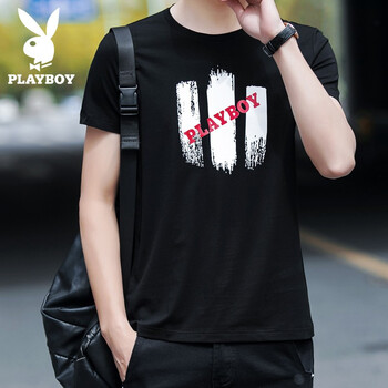 花花公子（PLAYBOY） 短袖 男士T恤 H36092黑色 