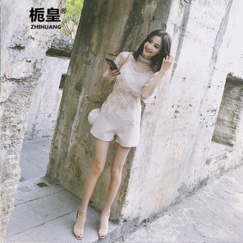 梔皇（ZHIHUANG） 松緊腰 喇叭褲 女 短褲 休閑褲