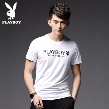 花花公子（PLAYBOY） 短袖 男士T恤 MT-1817白色 