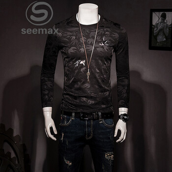 SEEMAX 長(cháng)袖 男士T恤 黑色 XL，4XL，L，M
